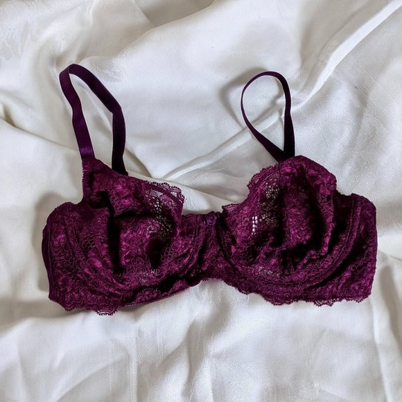Victoria's Secret Plum Lace Underwire Bra 36B - Picture 1 of 6